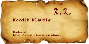 Kordik Klaudia névjegykártya